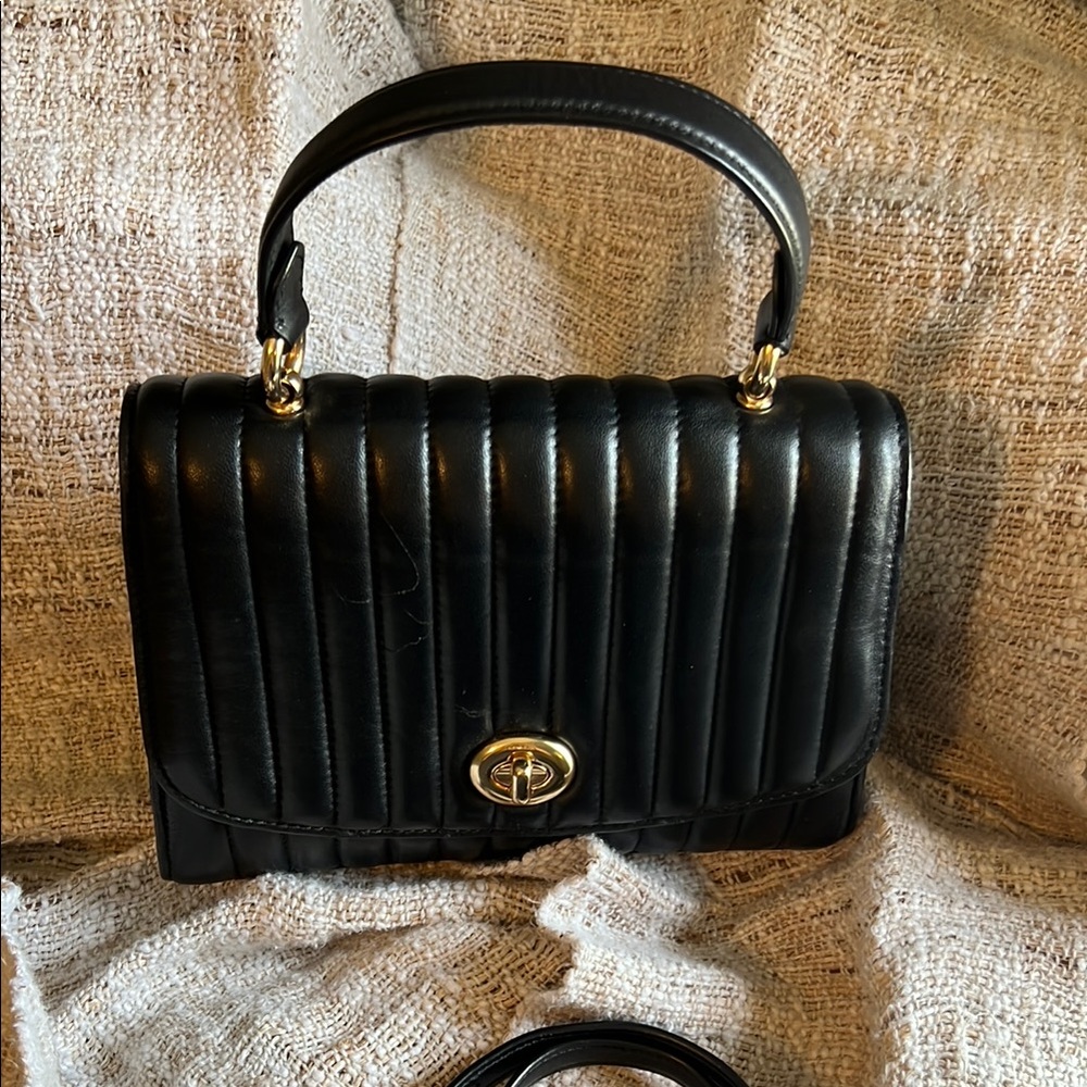 Coach Black Leather Quilted Shoulder Bag